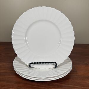 Susie Cooper White Flute Bone China Small Salad Dessert Plates 8.5" Set 4 FLAW!
